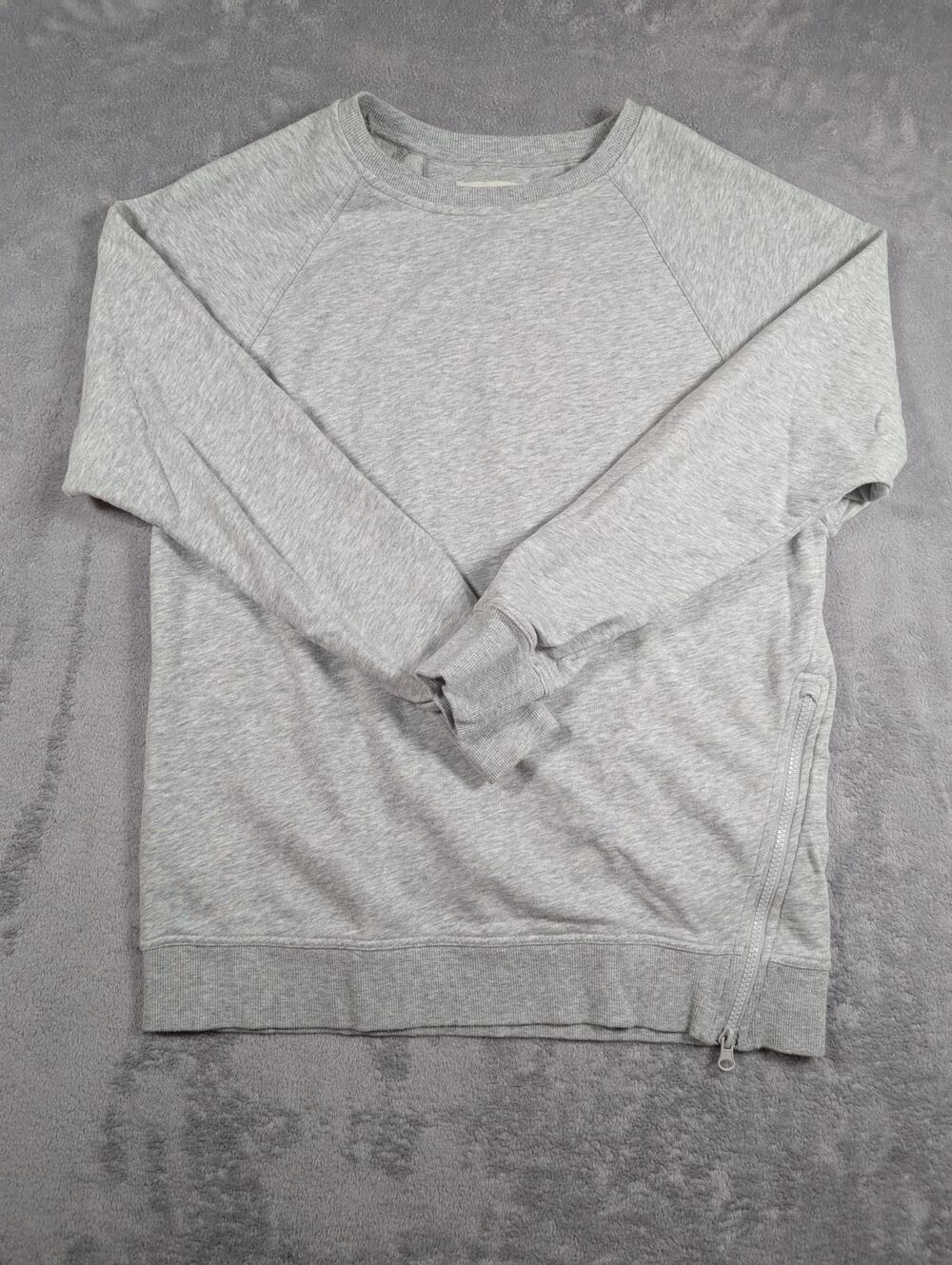 Champion Sweatshirt Womens Medium Gray Pullover Side Zip Crewneck Athleisure